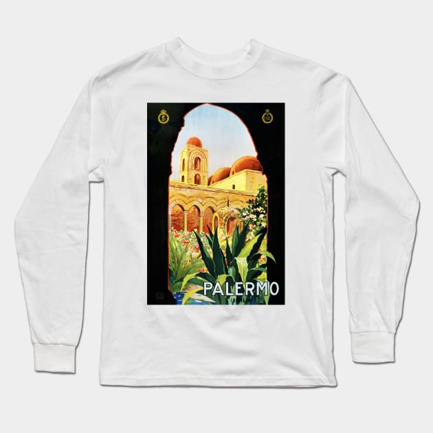 Vintage Travel Poster Italy Palermo Long Sleeve T-Shirt by vintagetreasure